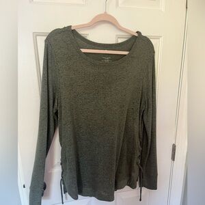 SO Green Long Sleeve Top with Side Ties